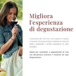 Aeratore ricaricabile per vino con beccuccio