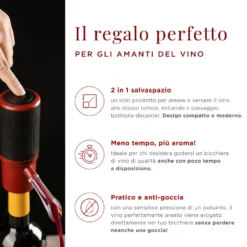 Aeratore ricaricabile per vino con beccuccio