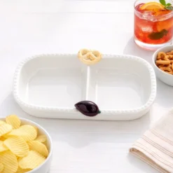 Antipastiera 2 scomparti ceramica Salatini