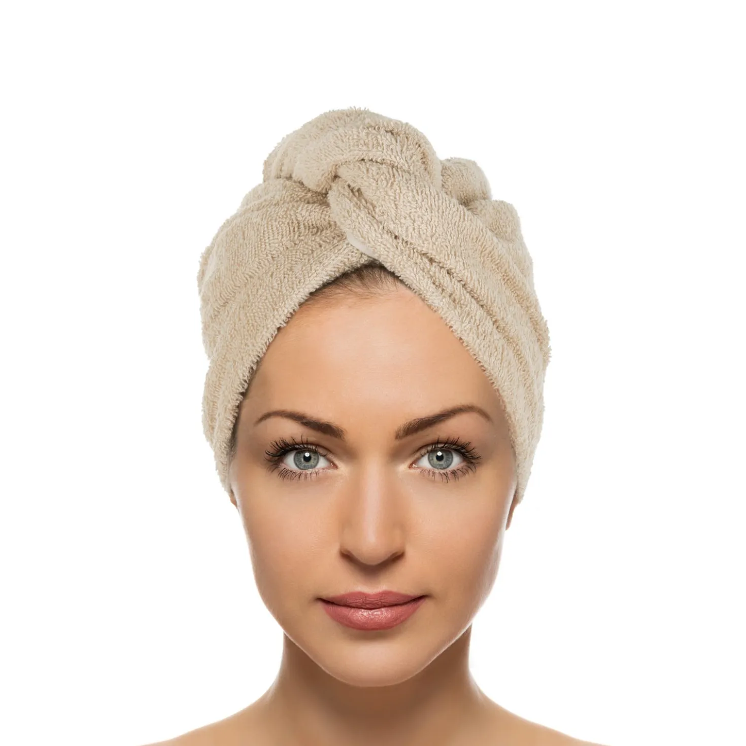 Asciugamano capelli turbante spugna tortora Basik