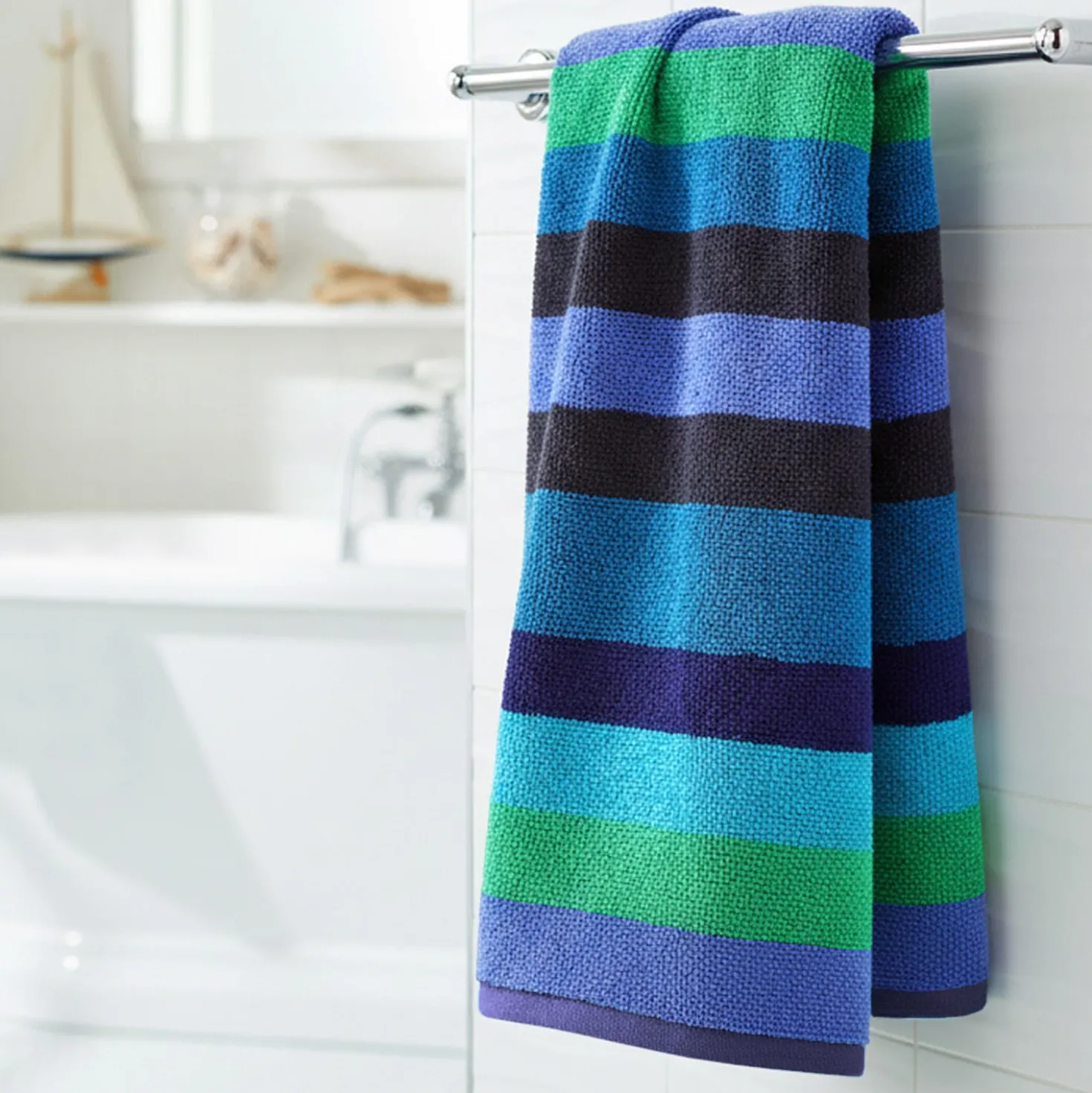 Asciugamano viso a righe blu 50x90 cm Cold
