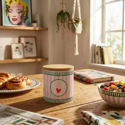 Barattolo ceramica e bambù Love Color Bloom
