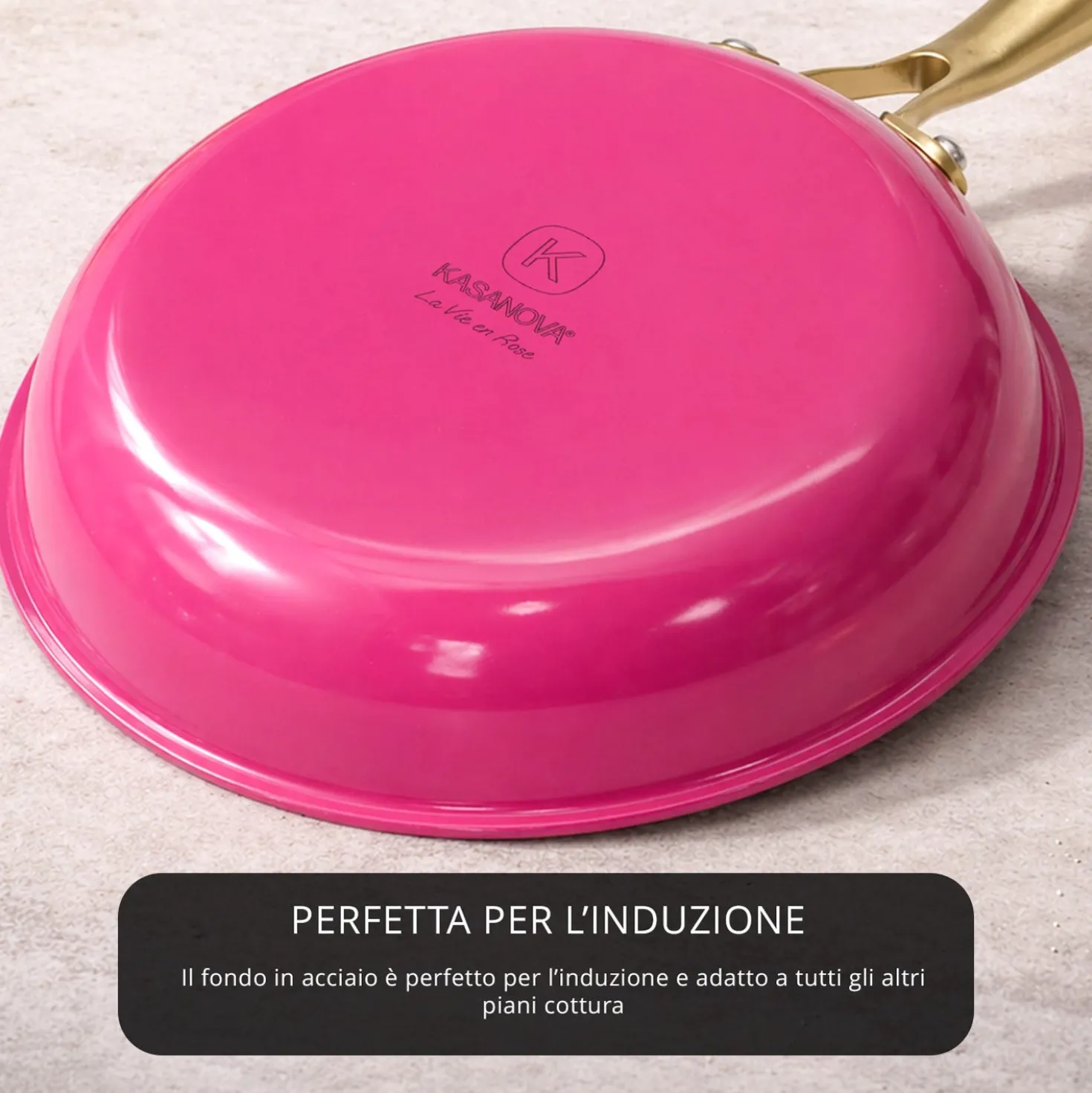 Batteria pentole acciaio 9 pezzi La Vie en Rose fucsia