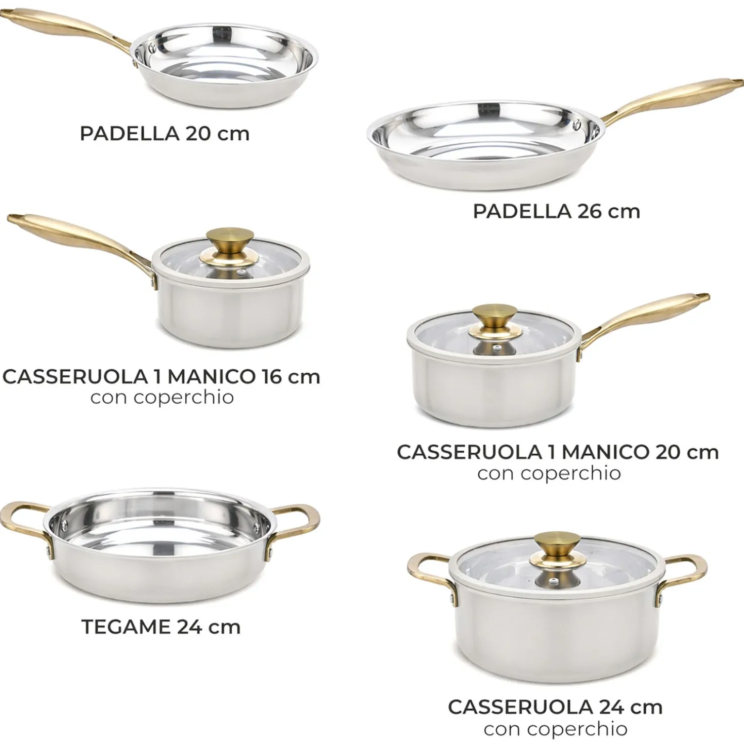 Batteria pentole acciaio 9 pezzi La Vie en Rose grigio chiaro
