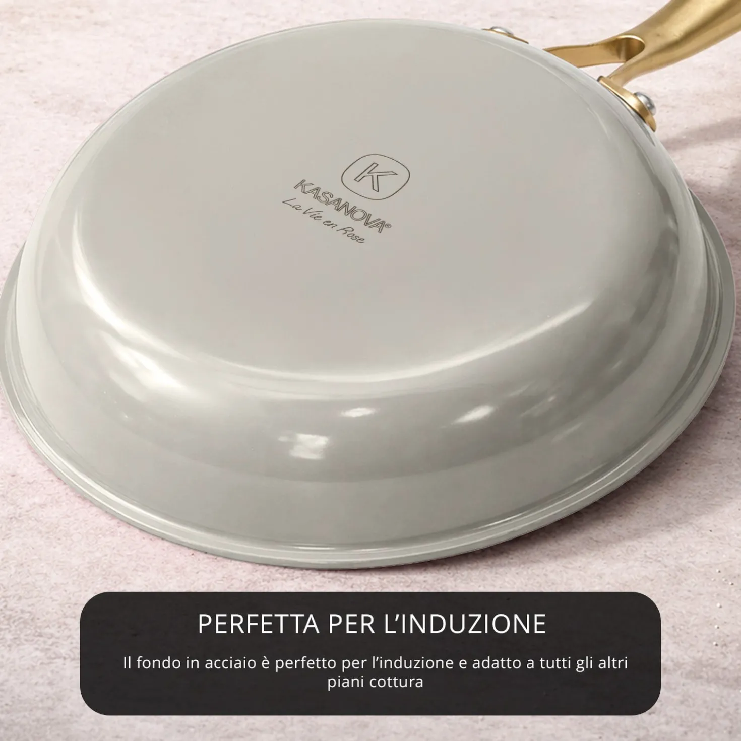 Batteria pentole acciaio 9 pezzi La Vie en Rose grigio chiaro