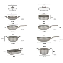 Batteria pentole con teglia e tortiera 10 pezzi