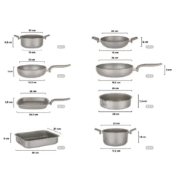 Batteria pentole con teglia e tortiera 8 pezzi