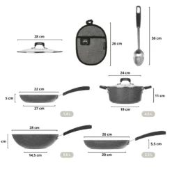 Batteria pentole induzione 8 pezzi New Petra Dark