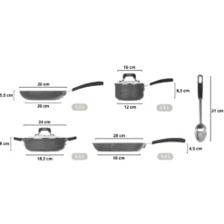 Batteria pentole induzione 7 pezzi New Petra Dark