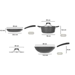 Batteria pentole induzione 5 pezzi New Petra Dark