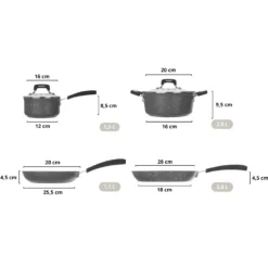 Batteria pentole induzione 6 pezzi New Petra Dark