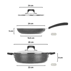 Batteria pentole induzione 4 pezzi New Petra Dark