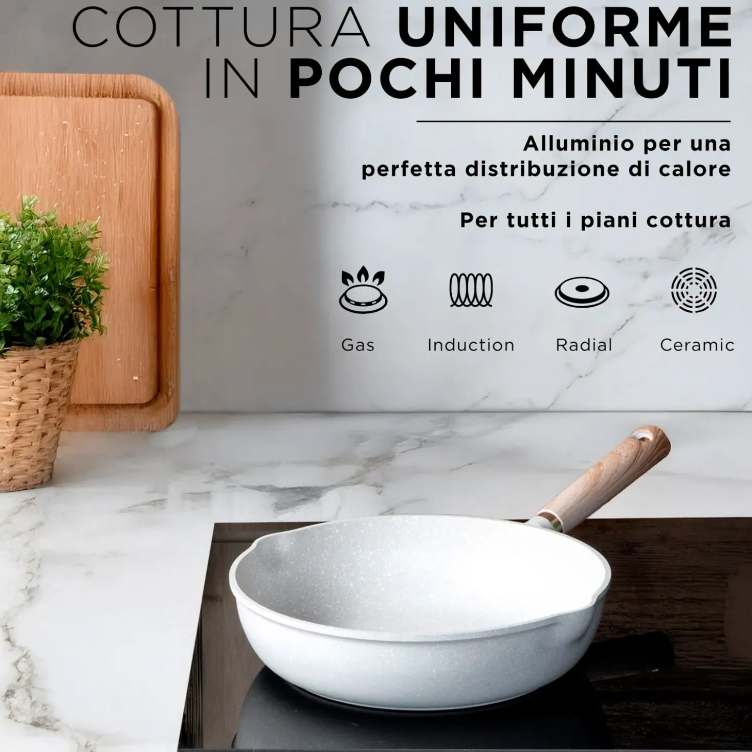 Batteria pentole 5 pezzi bianca Belly Cosy