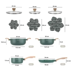 Batteria pentole 10 pezzi verde Cooking Therapy