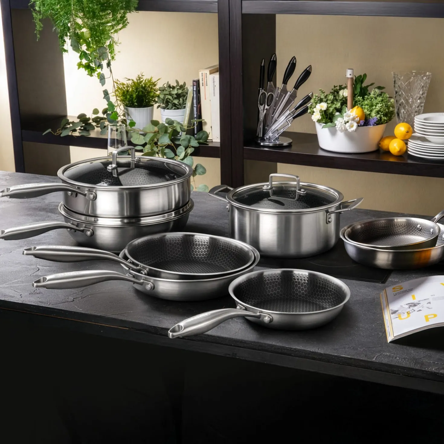 Batteria pentole 11 pezzi Versatile Tri - Ply acciaio