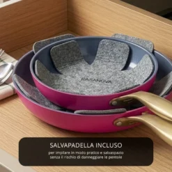 Batteria 12 pezzi antiaderente ceramico Rhapsody fucsia