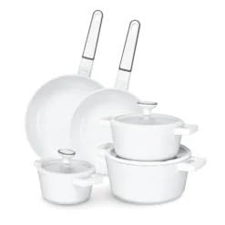 Batteria 8 pezzi rivestimento ceramico Autentica bianca