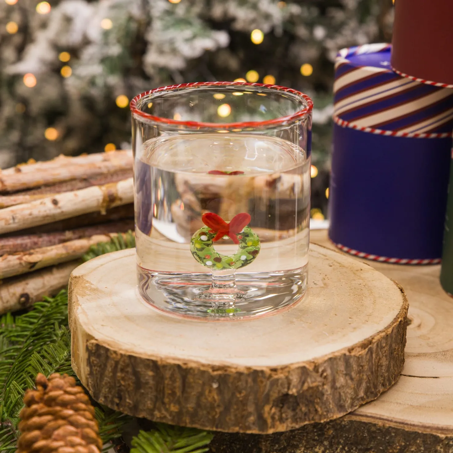 Bicchiere acqua ghirlanda vetro borosilicato