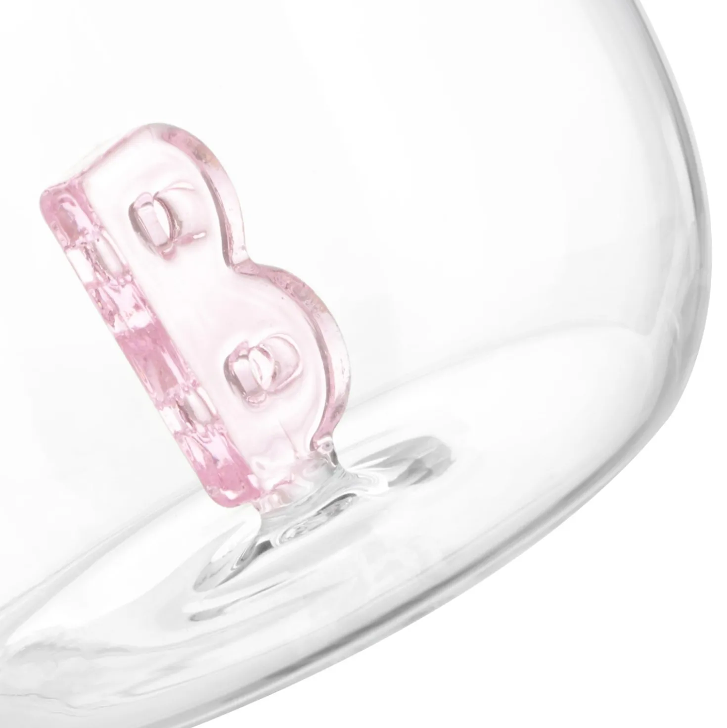 Bicchiere acqua lettera B rosa in vetro borosilicato, da 380 ml