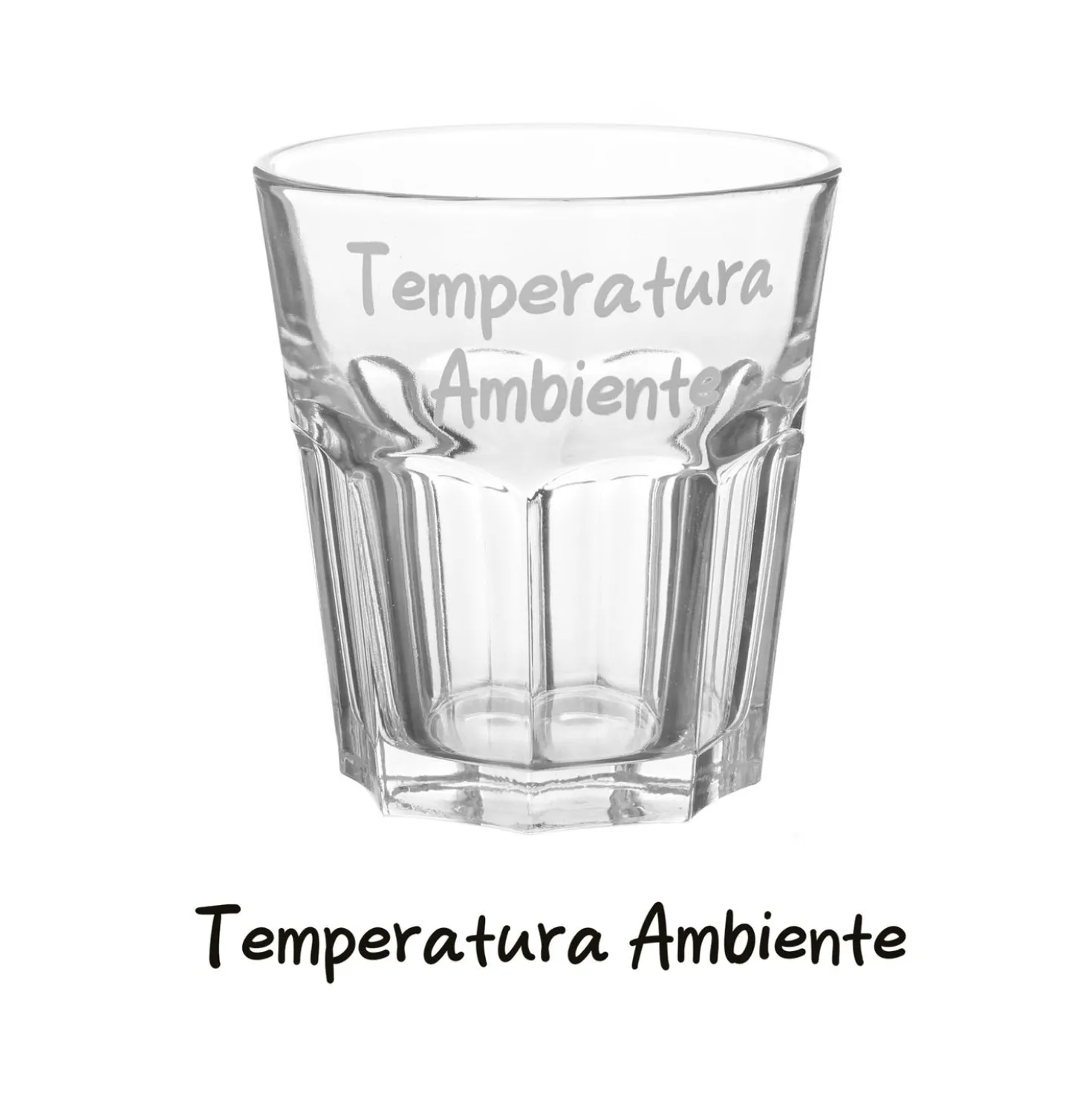 Bicchiere acqua vetro scritta Temperatura ambiente 290 ml