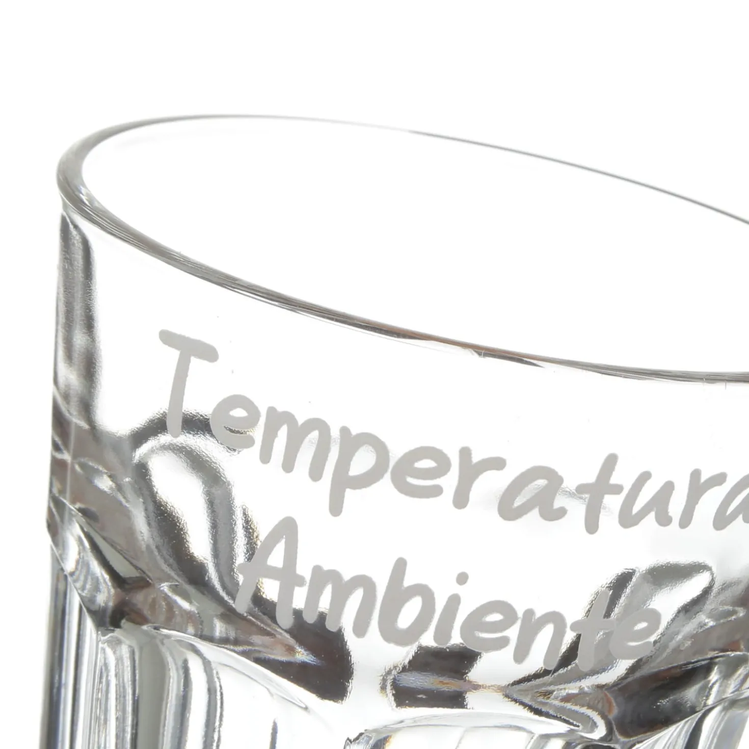 Bicchiere acqua vetro scritta Temperatura ambiente 290 ml