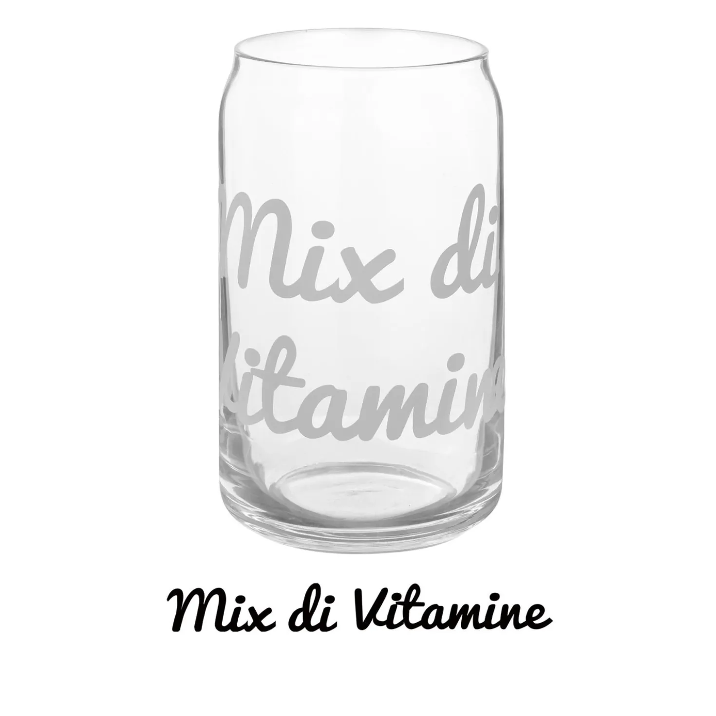 Bicchiere bibita vetro scritta Mix vitamine 470 ml