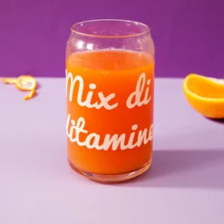 Bicchiere bibita vetro scritta Mix vitamine 470 ml