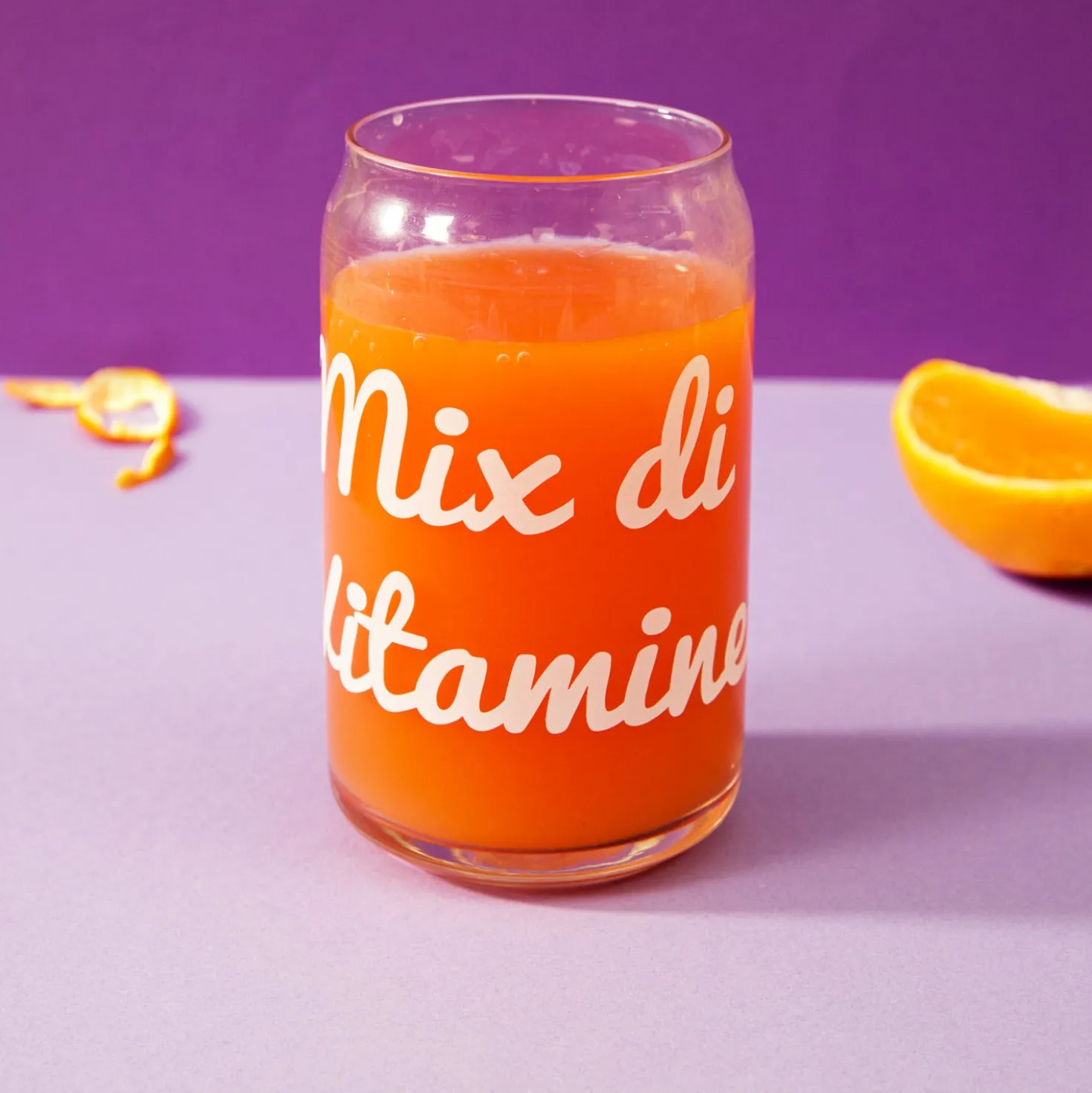 Bicchiere bibita vetro scritta Mix vitamine 470 ml