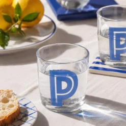 Bicchiere lettera P in vetro, da 375 ml