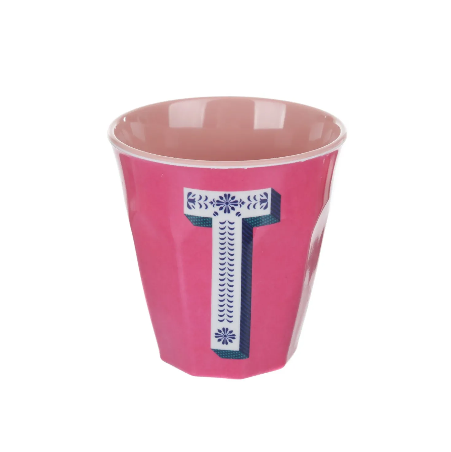 Bicchiere melammina fucsia lettera T 280 ml Maiolika
