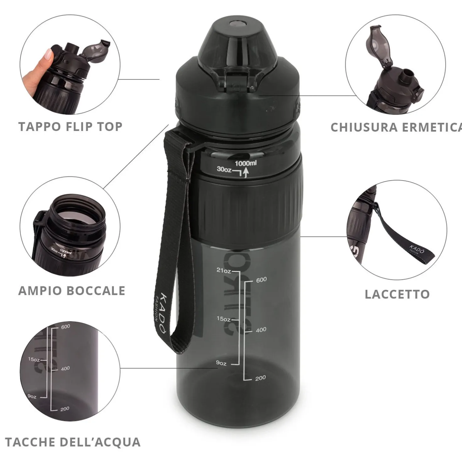 Borraccia ermetica strong 1 L nero Dynamix