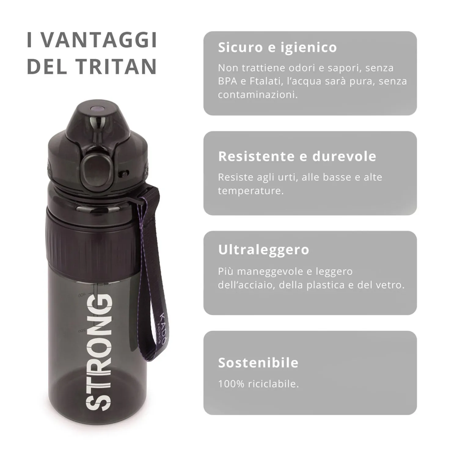 Borraccia ermetica strong 1 L nero Dynamix