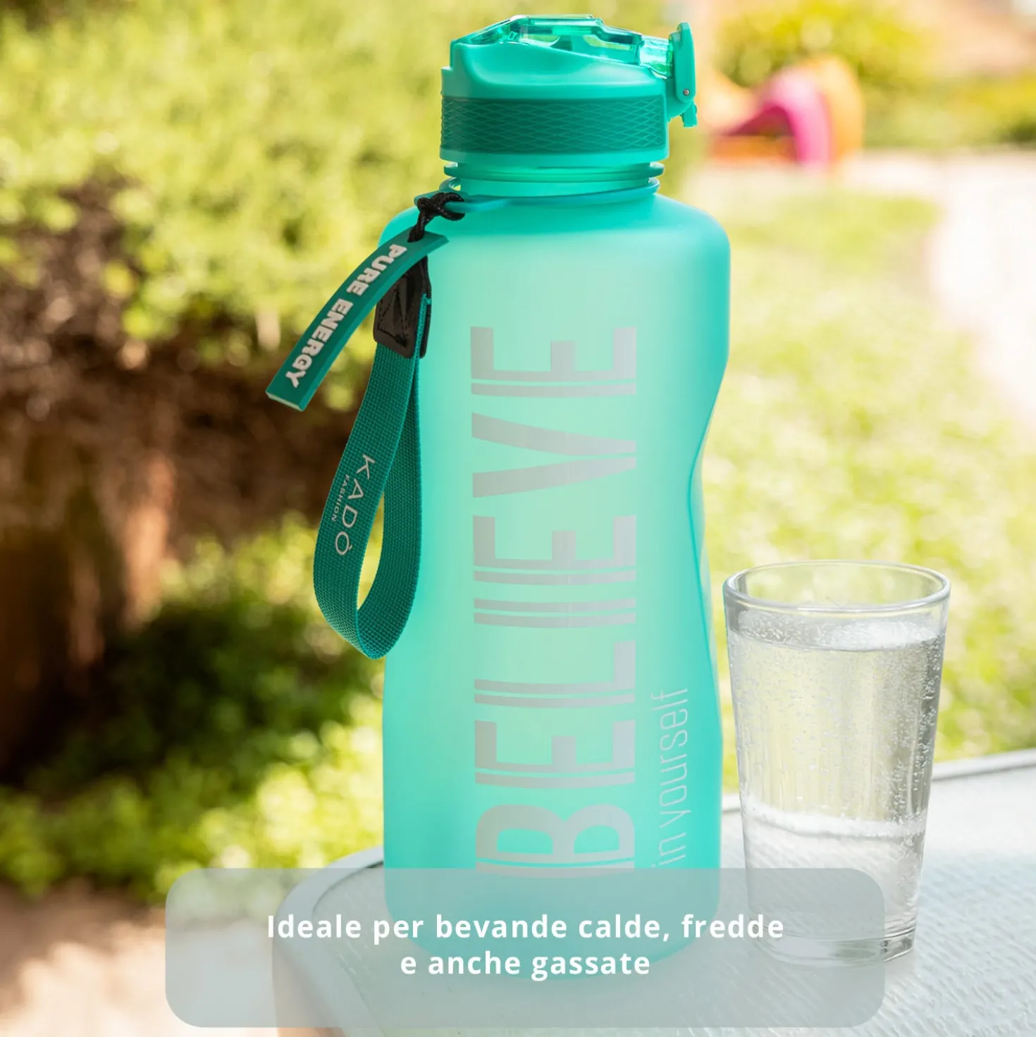 Borraccia scritta motivazionale 2,2 L azzurro Bold Collection