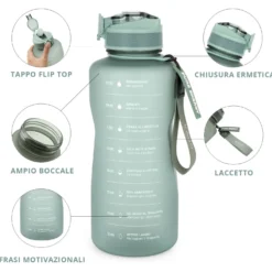 Borraccia scritta motivazionale 2,2 L grigio Bold Collection