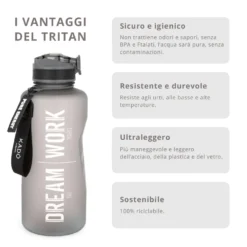 Borraccia scritta motivazionale 2,2 L nero Bold Collection