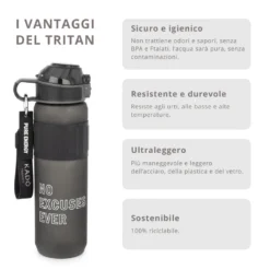 Borraccia scritta motivazionale 1 L nero Hydrea