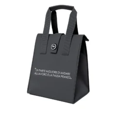 Borsa porta pranzo termica 12 L grigio con scritta
