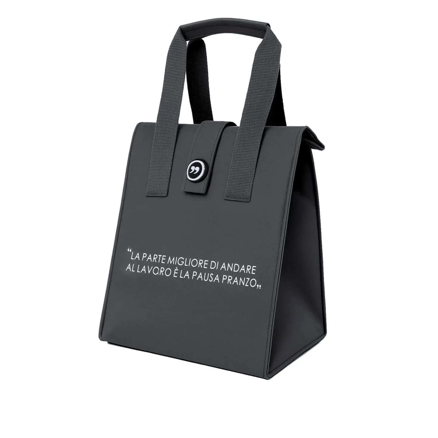 Borsa porta pranzo termica 12 L grigio con scritta