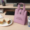 Borsa porta pranzo termica 12 L rosa con scritta