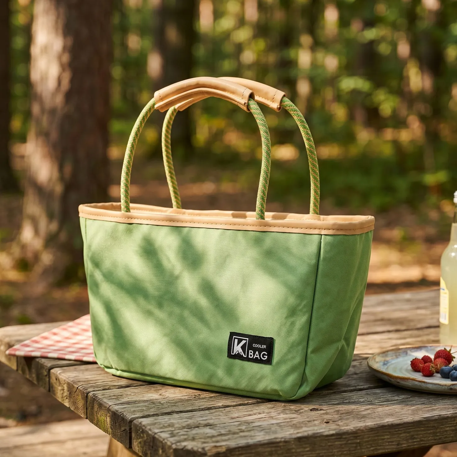 Borsa termica con manici verde 27x10x15 cm