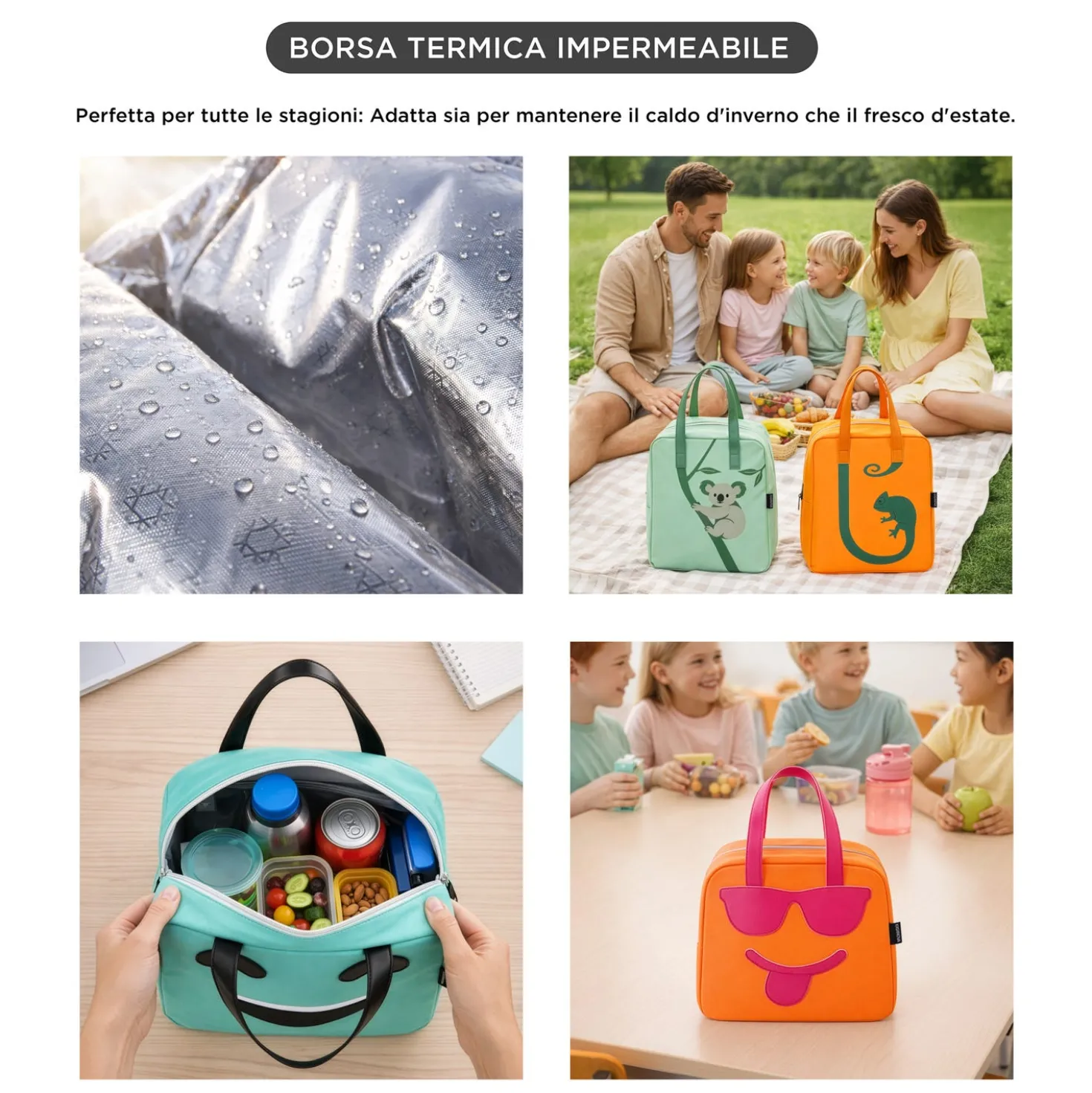 Borsa termica impermeabile 11 L arancione linguaccia con manici