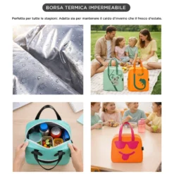 Borsa termica impermeabile 6,5 L baffi blu con manici