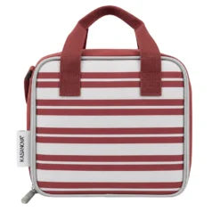 Borsa termica 8 L con tracolla e manici righe bordeaux