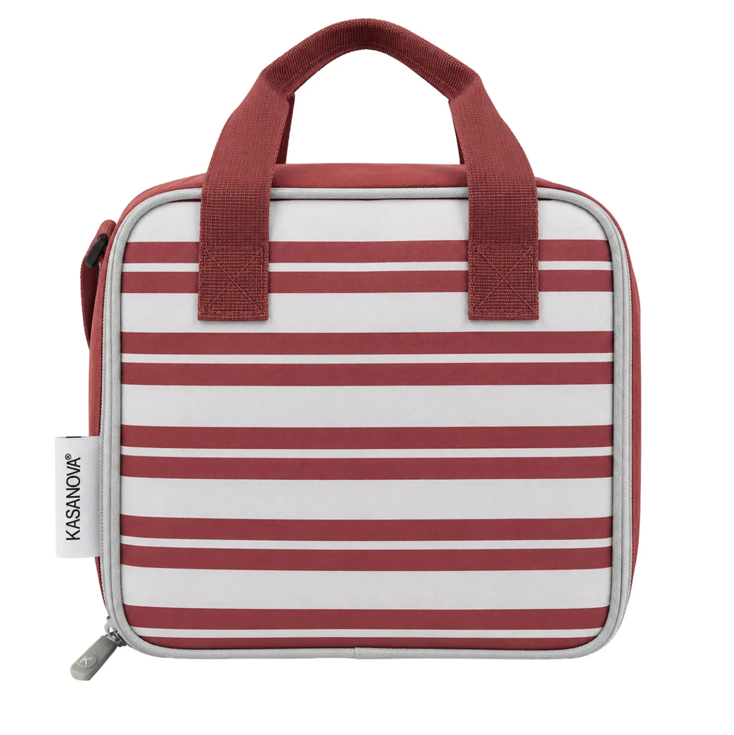 Borsa termica 8 L con tracolla e manici righe bordeaux