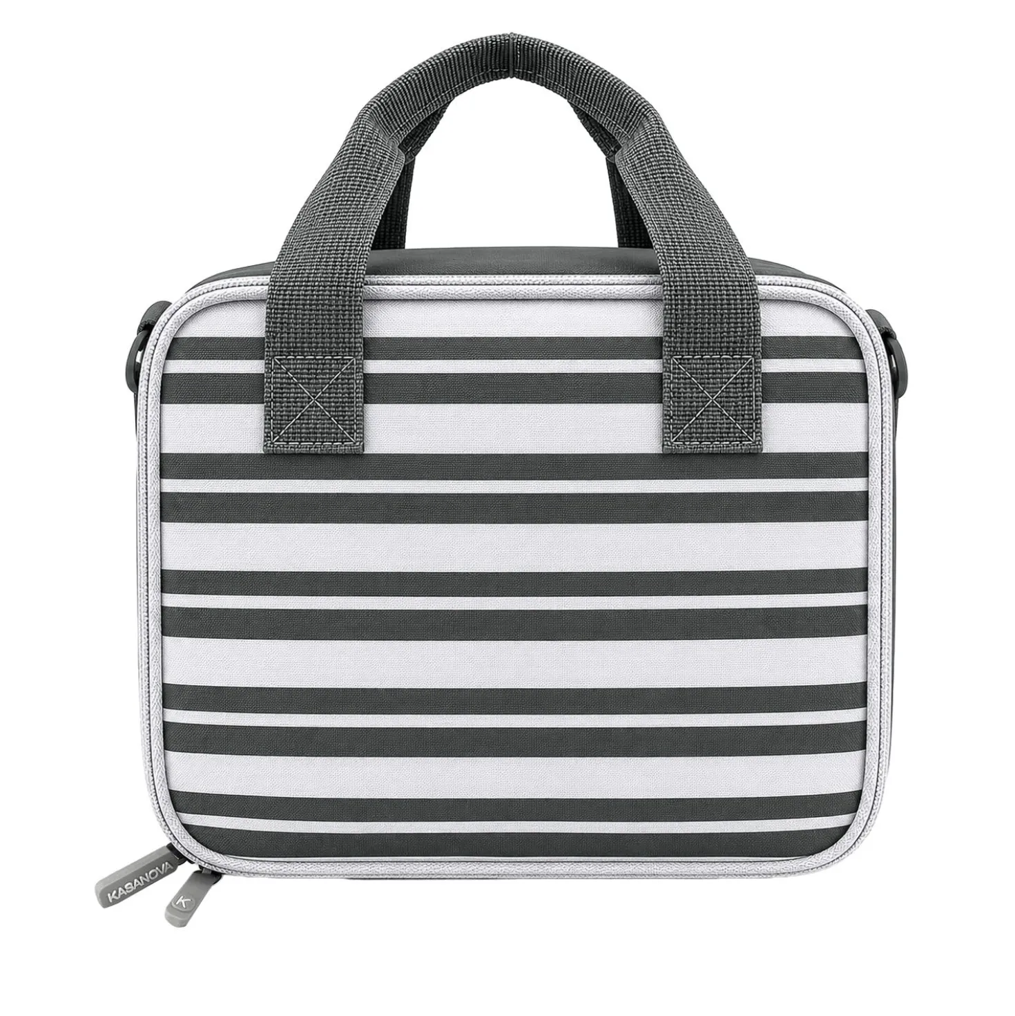 Borsa termica 8 L con tracolla e manici righe grigio