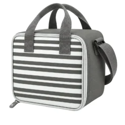 Borsa termica 8 L con tracolla e manici righe grigio