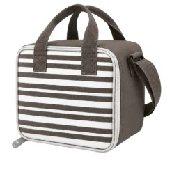 Borsa termica 8 L con tracolla e manici righe marrone