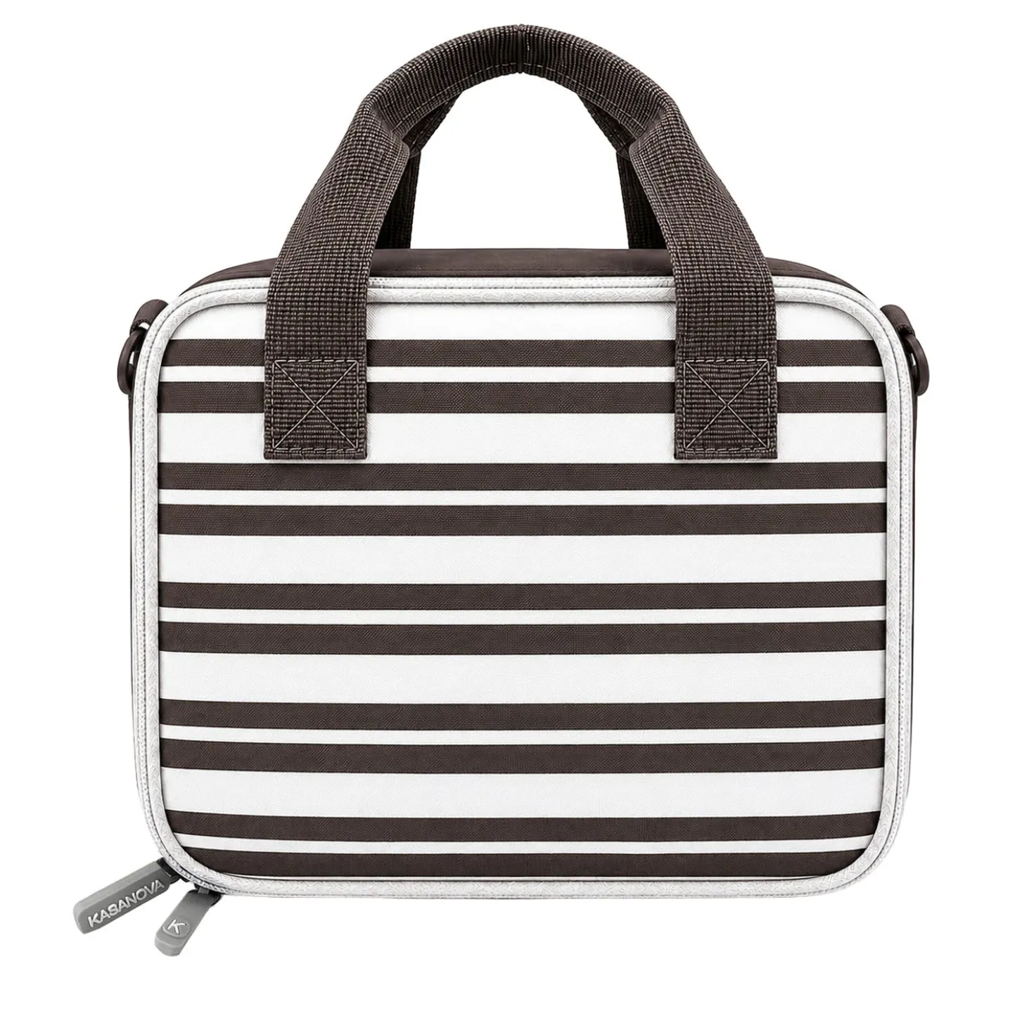 Borsa termica 8 L con tracolla e manici righe marrone