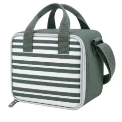 Borsa termica 8 L con tracolla e manici righe verde