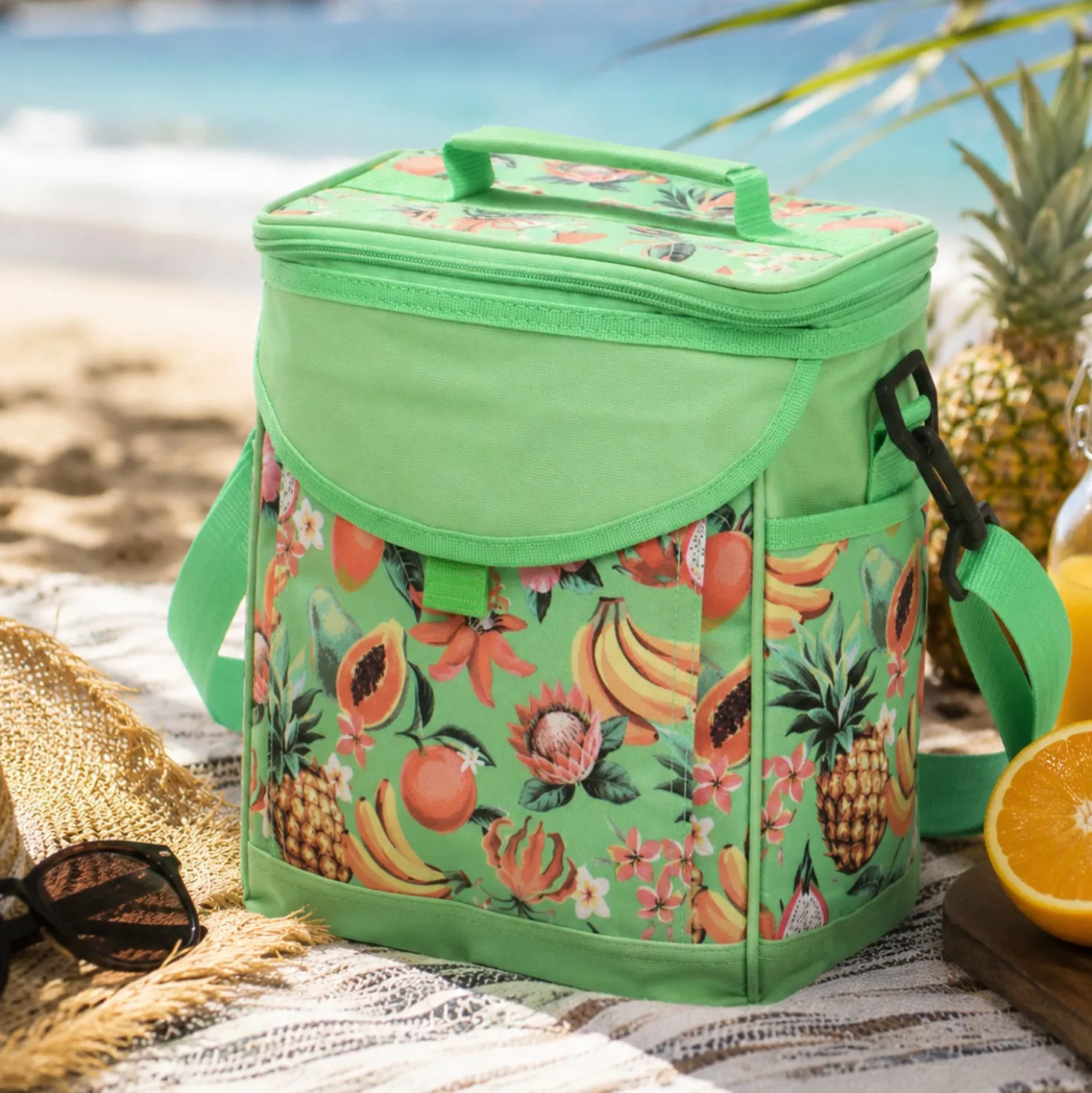 Borsa termica Tropical con tracolla, in poliestere, capacità 9 litri, da 27,5X31,5 cm